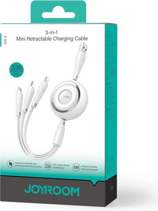 Actual product image Joyroom S-A40 Colorful Series 3in1 retractable cable USB-A to USB-C / Lightning / microUSB 1m - blue (1 m)
