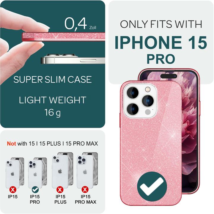 Actual product image Nalia Glitter cover (Apple iPhone 15 Pro)
