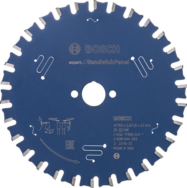 Produktbild Bosch Professional Zubehör Kreissägeblatt Expert for Sandwich Panel, 160 x 20 x 2,0 mm, 30