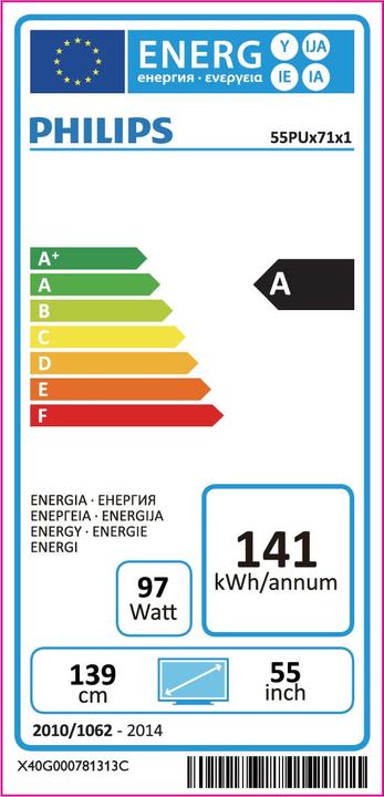 Energie-Label Philips 55pus7101/12 (55", LCD, 4K)