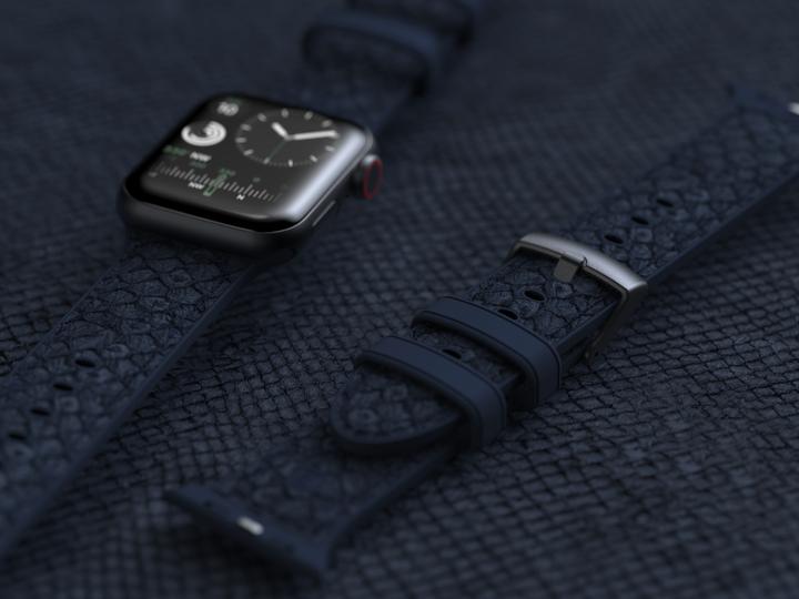 Actual product image Njord Vatn Watch Strap For (45 mm, 44 mm, Vegan Leather, Silicone, Vegan salmon leather)