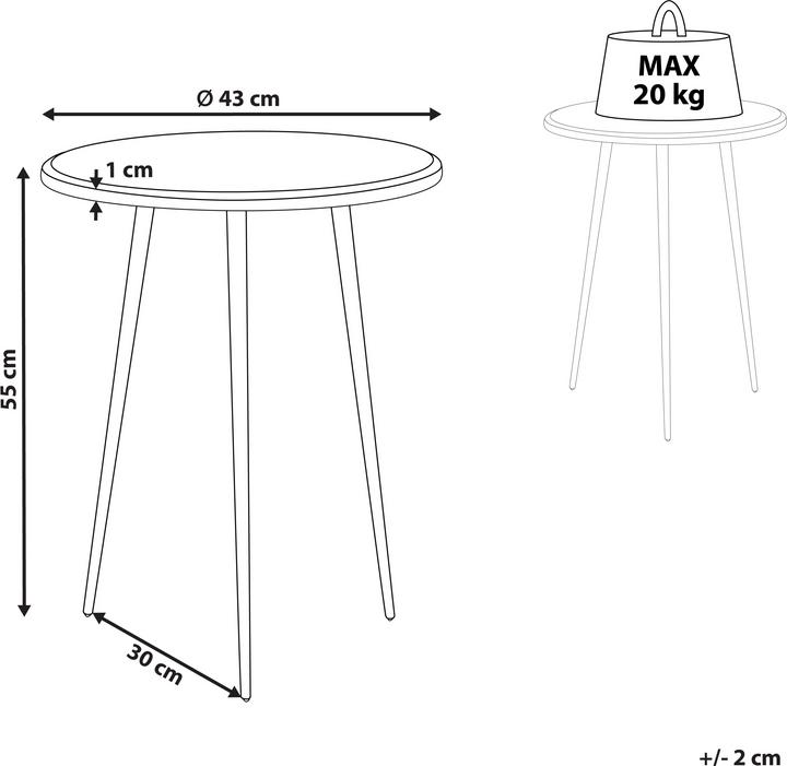 Produktbild Beliani Beistelltisch silber / schwarz rund ⌀ 43 cm TELFER
