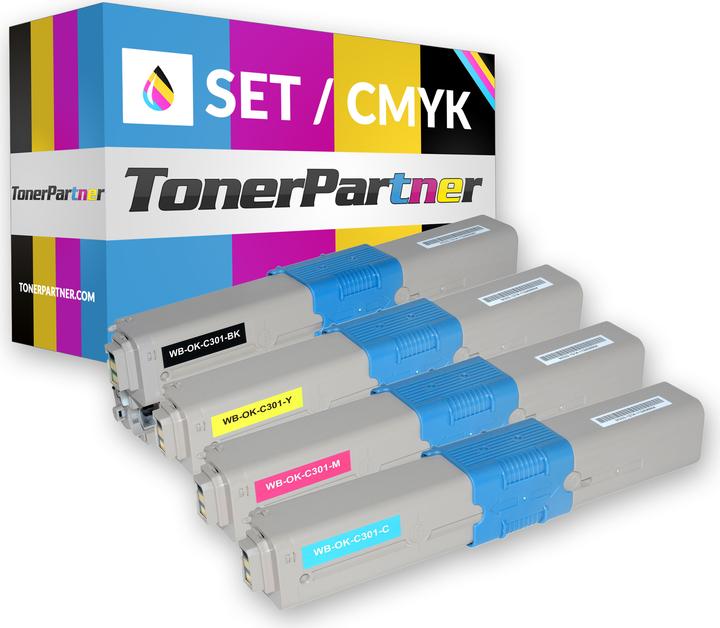 Image du produit Inkadoo Toner multipack compatible avec OKI C301 / C321 contient 4x cartouche toner noir cyan magent... (M, CF, C, Y)