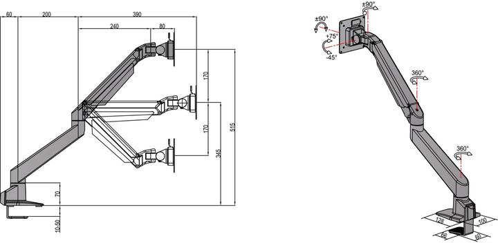 Produktbild Multibrackets Gasliftarm Single (Tisch, 32")
