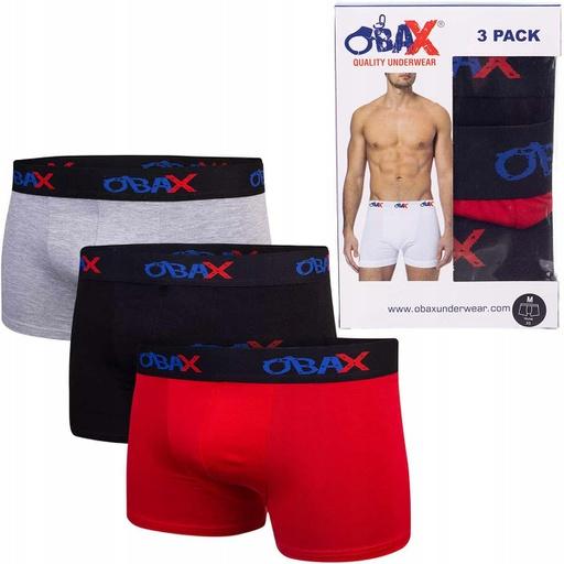 Actual product image Obax Men'S Boxer Underwear 3p Black/Red/Grey L (L)