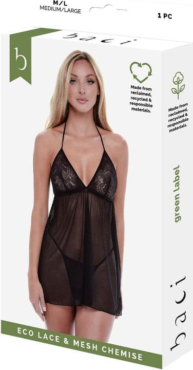 Immagine prodotto Baci XGEN Eco Lace And Mesh Chemise - Nero-M/L - Chemise in pizzo e rete elegante e sostenibile in nero (M/L)