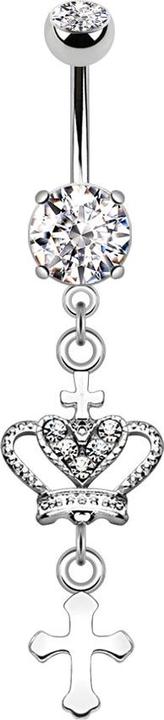 Actual product image Star Piercing Banana silver crown with heart and cross (Surgical steel 316L, Brass)