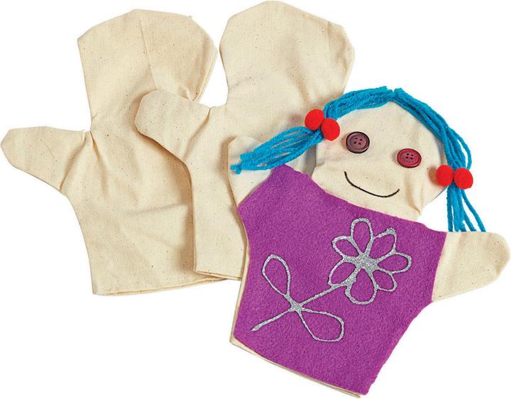 Actual product image Colorations Colourings - Decorate your own canvas hand puppets, set of 12