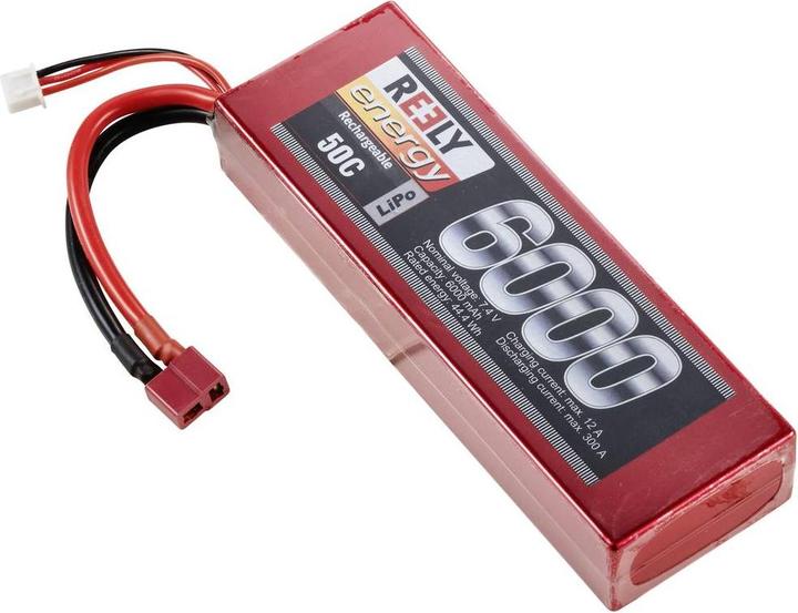 Actual product image Reely Model battery pack (LiPo) 7.4V 6000 mAh Cell count: 2 50 C Hardcase T-connector system (7.40 V, 6000 mAh)
