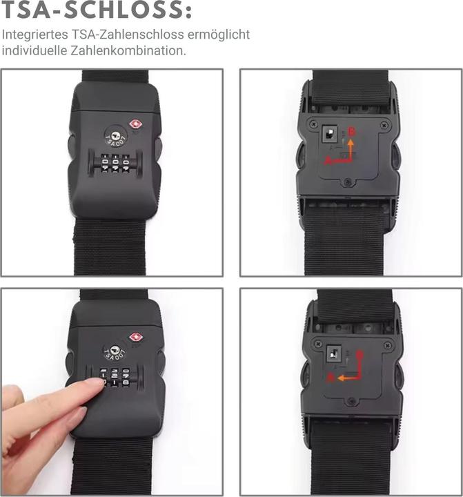 Image du produit Hermex Sangle à bagages Sangle de sécurité pour valise avec serrure à combinaison TSA (Sangles à bagage)