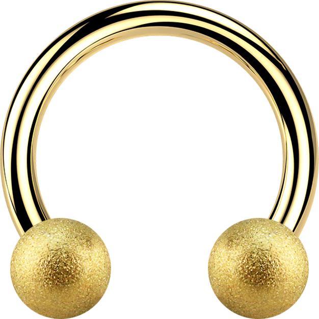 Produktbild Star Piercing Circular Barbell vergoldet mit zwei Kugeln gesprenkelt (ohne Messing, Chirurgenstahl 316L)