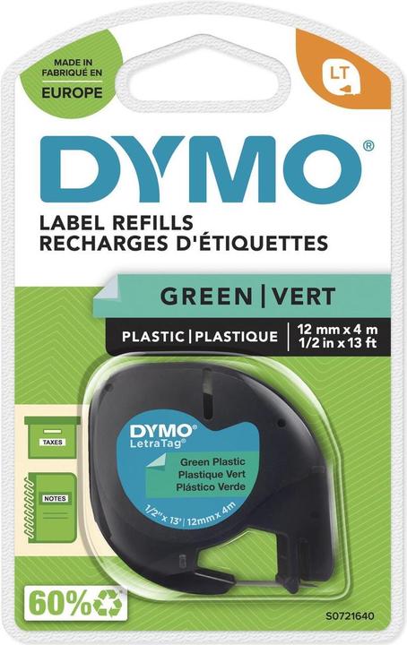 Produktbild Dymo Plastikband Schwarz auf Grün (1.20 cm, Grün, Schwarz)