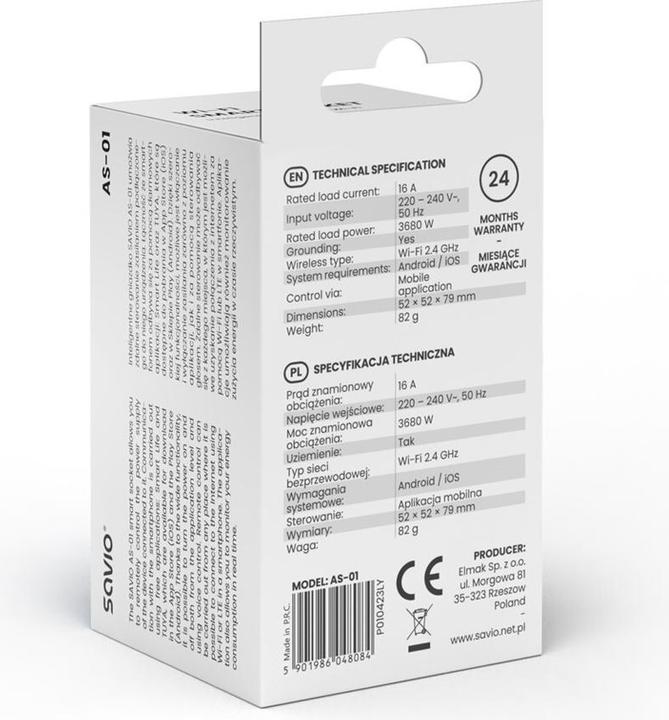 Immagine prodotto Savio Gniazdko Wi-Fi AS-01 3-pak białe