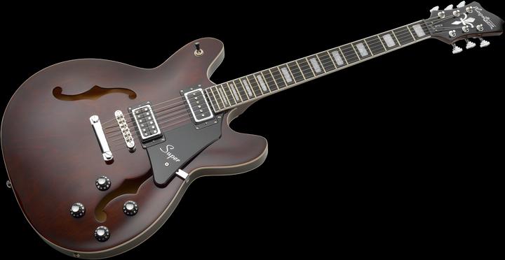 Actual product image Hagstrom Electric Guitar, Super Viking, Transparent Brown
