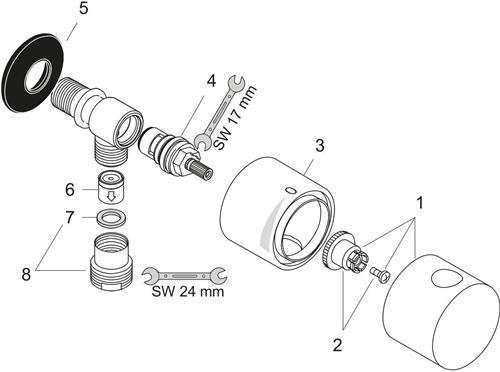 Actual product image hansgrohe AXOR Uno wall connection Stop with shut-off valve