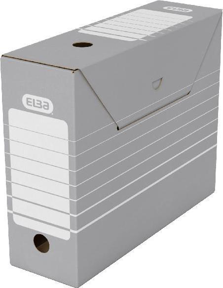 Produktbild Elba trische Archivbox, Breite 95 mm, für A4, grau-weiß aus stabiler Wellpappe, Maße: (A4)