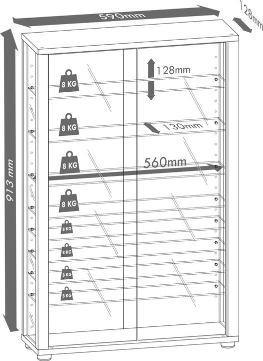 Image du produit VCM Stand de collection Vitrine bois verre Lumo Mini (59 x 18 x 90 cm)