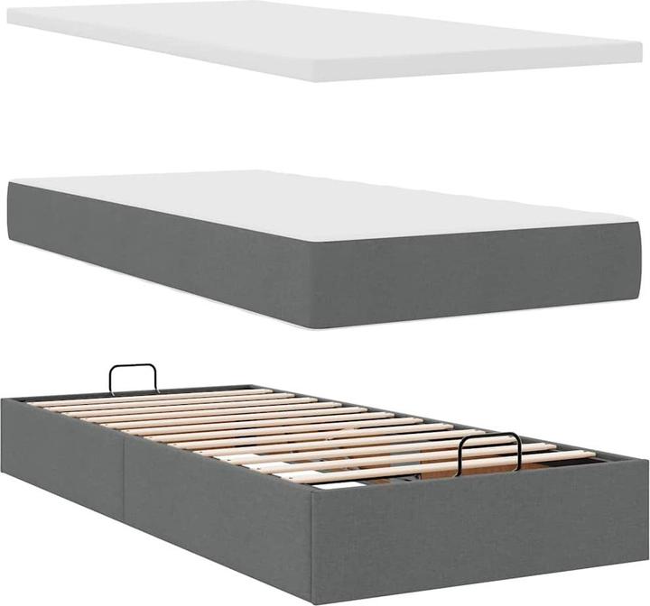 Actual product image VidaXL Ottoman bed with mattresses dark grey 200x200 cm fabric bed frame (200 x 200 cm)