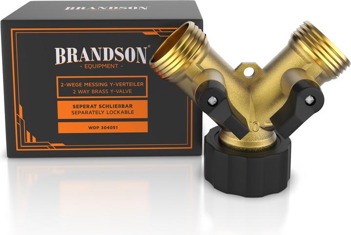 Produktbild Brandson Wasserventil 2 Wege, Y-Verteiler für 3/4 Zoll Wasserhahn, Splitter, Garten Verteileranschluss (2 Wege Verteiler, 19.05 mm)