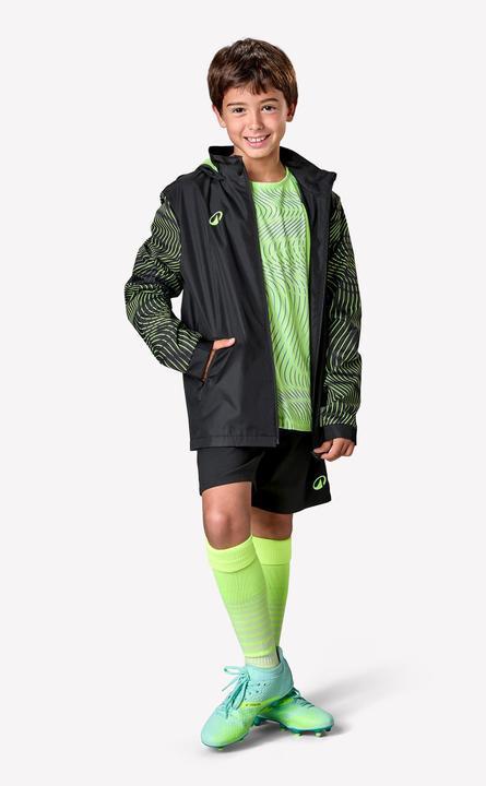 Produktbild Kipsta Kinder Fussball Regenjacke - VIRALTO Wavy schwarz/neongelb (8, 9, 10)