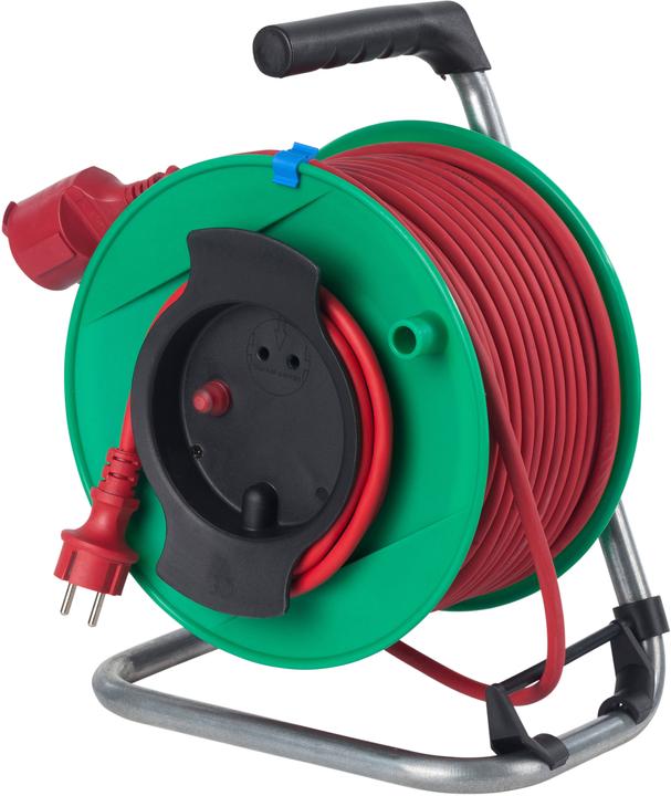 Actual product image As - Schwabe Cable reel 50.00 m red earthing contact rubber plug 12239 (50 m, 1.50 mm²)