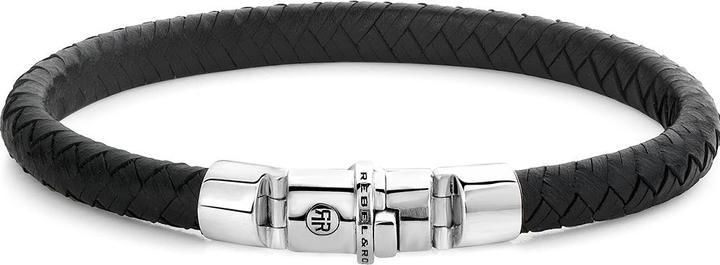 Produktbild Rebel & Rose Armband Half Round Braided RR-L0133-S-L+ Herren (20 cm, Piel de becerro, Plata Esterlina 925)