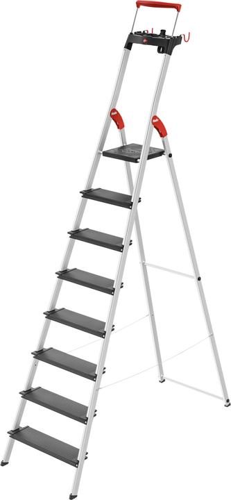 Hailo L100 TopLine, Alu-Sicherheits-Stehleiter, 8 Stufen (Stehleiter, 147 cm)