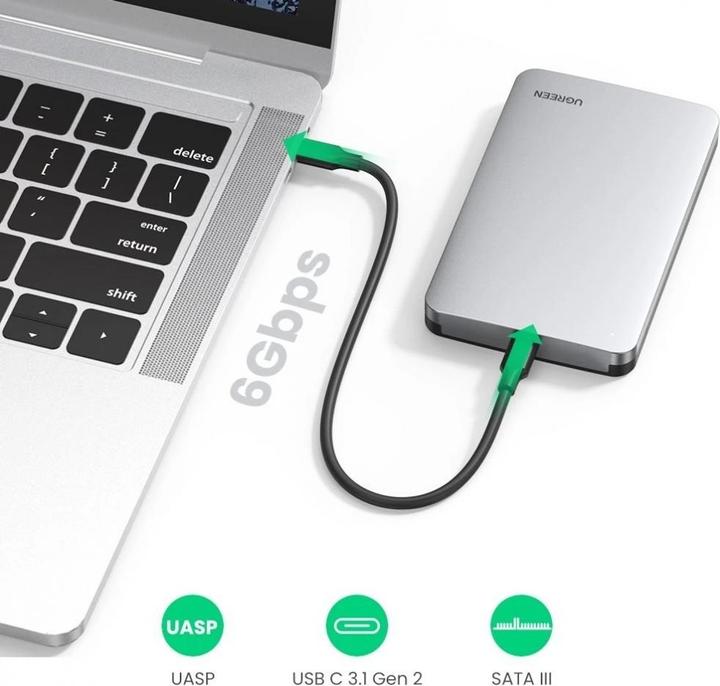Productafbeelding Ugreen USB 3.1 Type-C HDD/SSD Aluminium Behuizing 2,5" met USB-C Kabel (2.5")