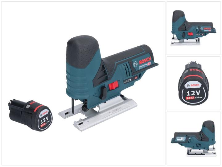 1x Bosch GST 12V-70 Professional Akku Stichsäge, 1x Bosch Professional GBA 12 V 2,0 Ah Li-Ion Stab Einschub Akku