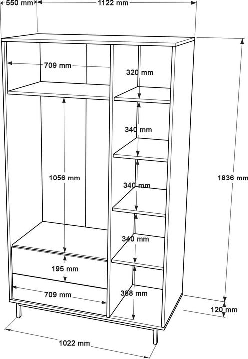Produktbild Skye Decor Wardrobe (112.5 x 195.5 x 55 cm)