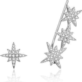 Actual product image Beneto ymmetric silver earrings with zircons star AGUPV1984