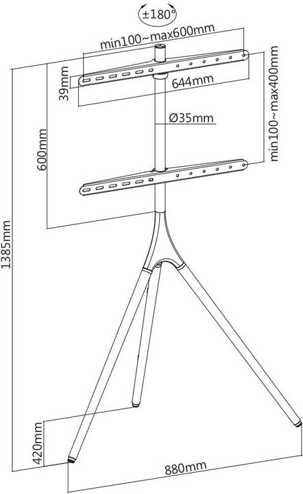 Immagine prodotto Opticum Treppiede AX Arto (Universale, 65", 32 kg)