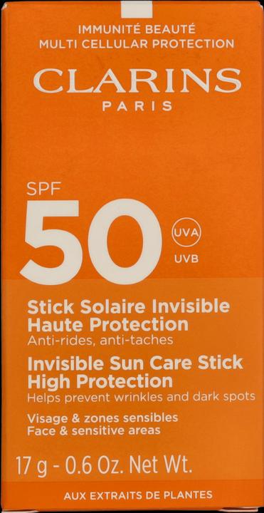 Actual product image Clarins Stick Solaire Invisible (Sun stick, SPF 50, 17 ml, 17 g)