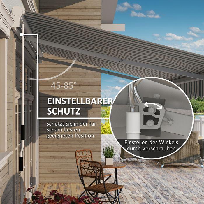 Produktbild Swisshandel24 Gelenkarmmarkise 4m mit Handkurbel Alu Weiss+Grün 395x245 cm (2.45 m)