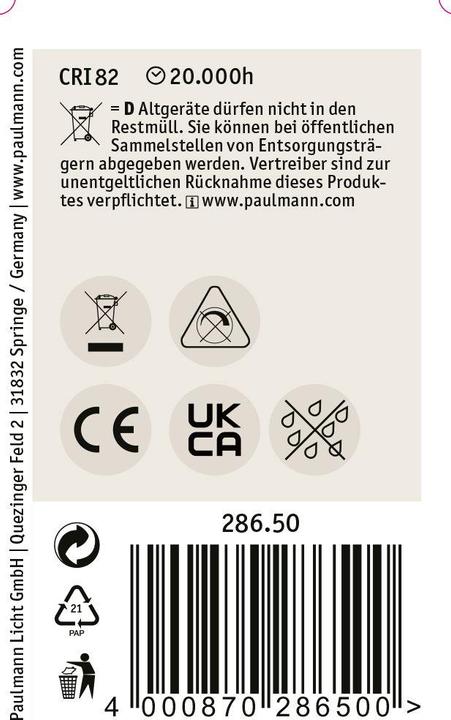 Productafbeelding Paulmann Drop (E14, 6.50 W, 806 lm, 1 x, E)
