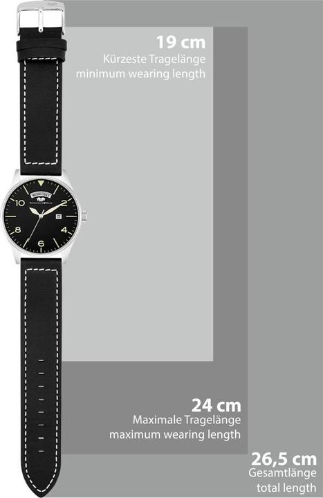 Actual product image Mens quartz watch vintage genuine leather black - 16418 (Chronograph, 42.90 mm)