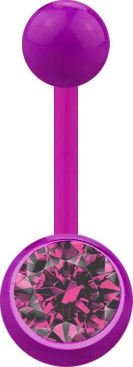Produktbild Star Piercing Banane violett mit Kugel und Kugel Kristall pink (ohne Messing, Acryl)