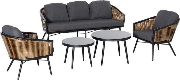 Image du produit Swisshandel24 Meuble de jardin en poly rotin Ensemble de 5 canapés Rat Ensemble de sièges pour Pause Lounge Teetis
