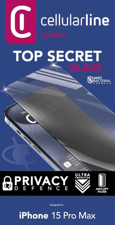 Immagine prodotto Cellularline Top Secret Glass (1 Pezzo/i, Apple iPhone 15 Pro Max)