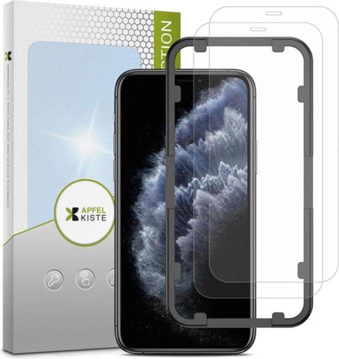 Actual product image Apfelkiste - Panzer Glas Displayschutzfolie mit Montagerahmen (2er Set) (2 Piece, Apple iPhone 11, Apple iPhone XR)