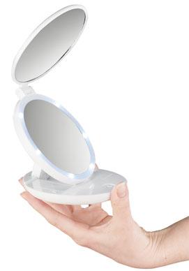 Actual product image Macom Double handbag mirror 7x led light and natural make-up mirror White