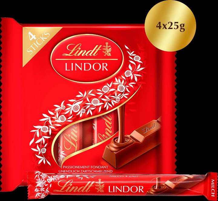Actual product image Lindt Lindor Latte Barretta 4x25g (100 g)