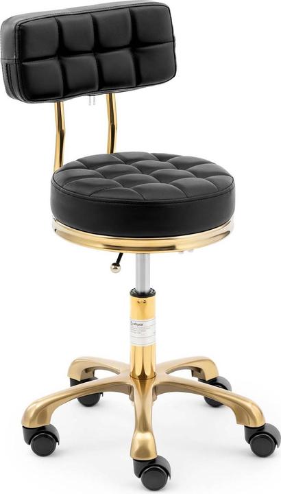 Produktbild Physa Rollhocker mit Lehne Friseurhocker Kosmetikhocker höhenverstellbar 150kg schwarz