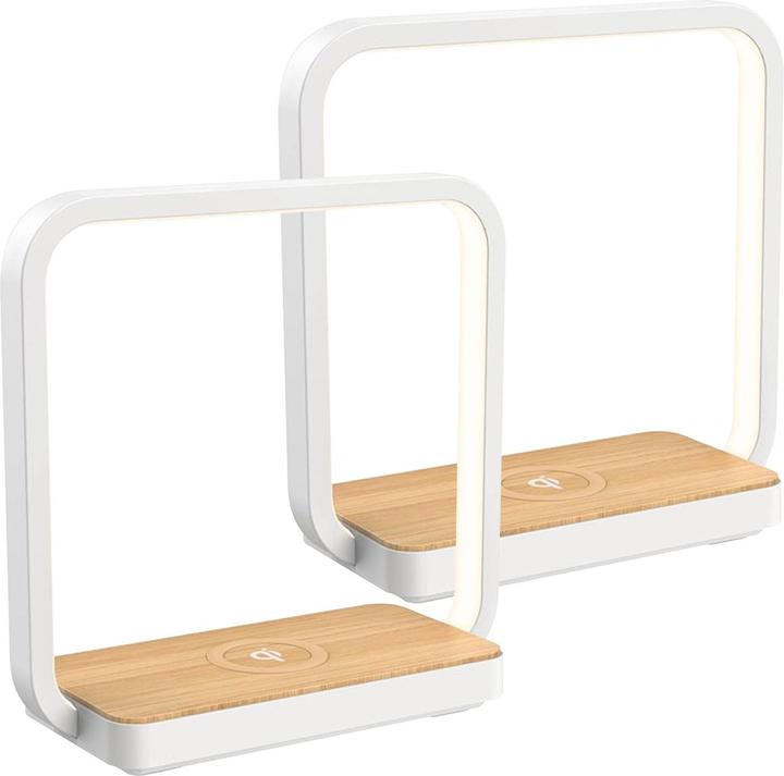 Immagine prodotto Wilit Set di 2 stazioni di ricarica wireless Qi, lampada da comodino a LED, 5 watt