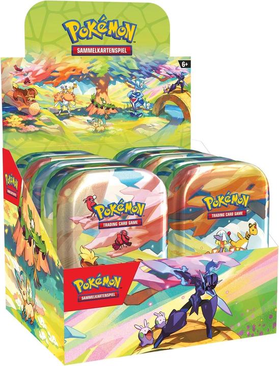 Immagine prodotto Pokémon TCG - Vibrant Paldea Mini Tin (Espathra / Goomy / Leafeon / Oricorio / Pachirisu) assortiert (Inglese, Stagno)