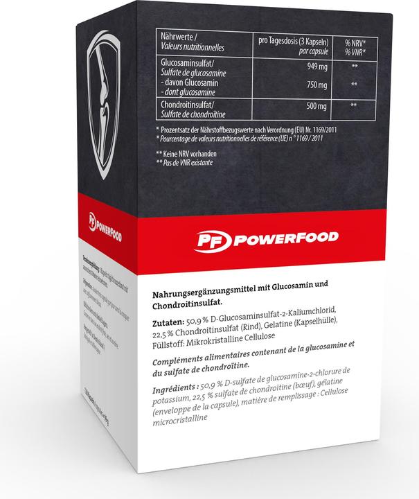 Image du produit PowerFood One Glucosamin + Chondroitin (120 pièce(s), Capsules, 400 g)