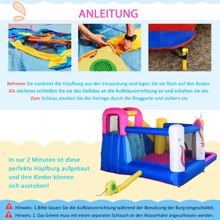 Produktbild Outsunny Kinderhüpfburg mit Rutsche und Pool
