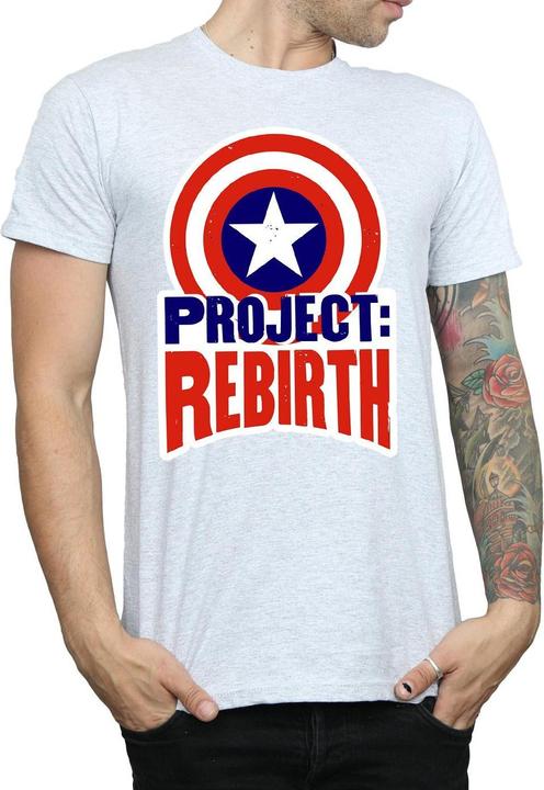Actual product image Mens Captain America Project Rebirth T-Shirt (XXL)