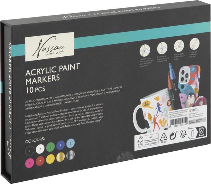 Image du produit Grafix Nassau - Jeu de marqueurs acryliques, 10 pcs (AR0143/GE) (7500 mm, 10 x)