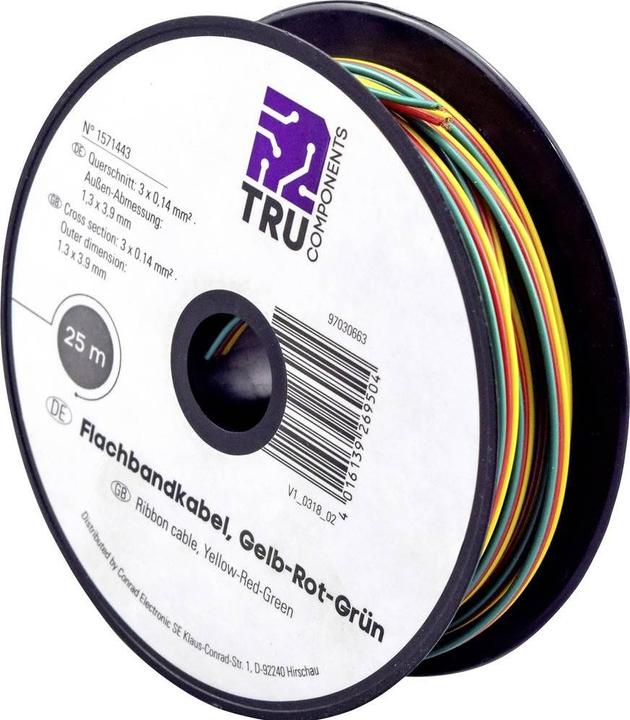 Actual product image Tru Components Stranded wire 3 x 0.14 mm² Yellow, Red